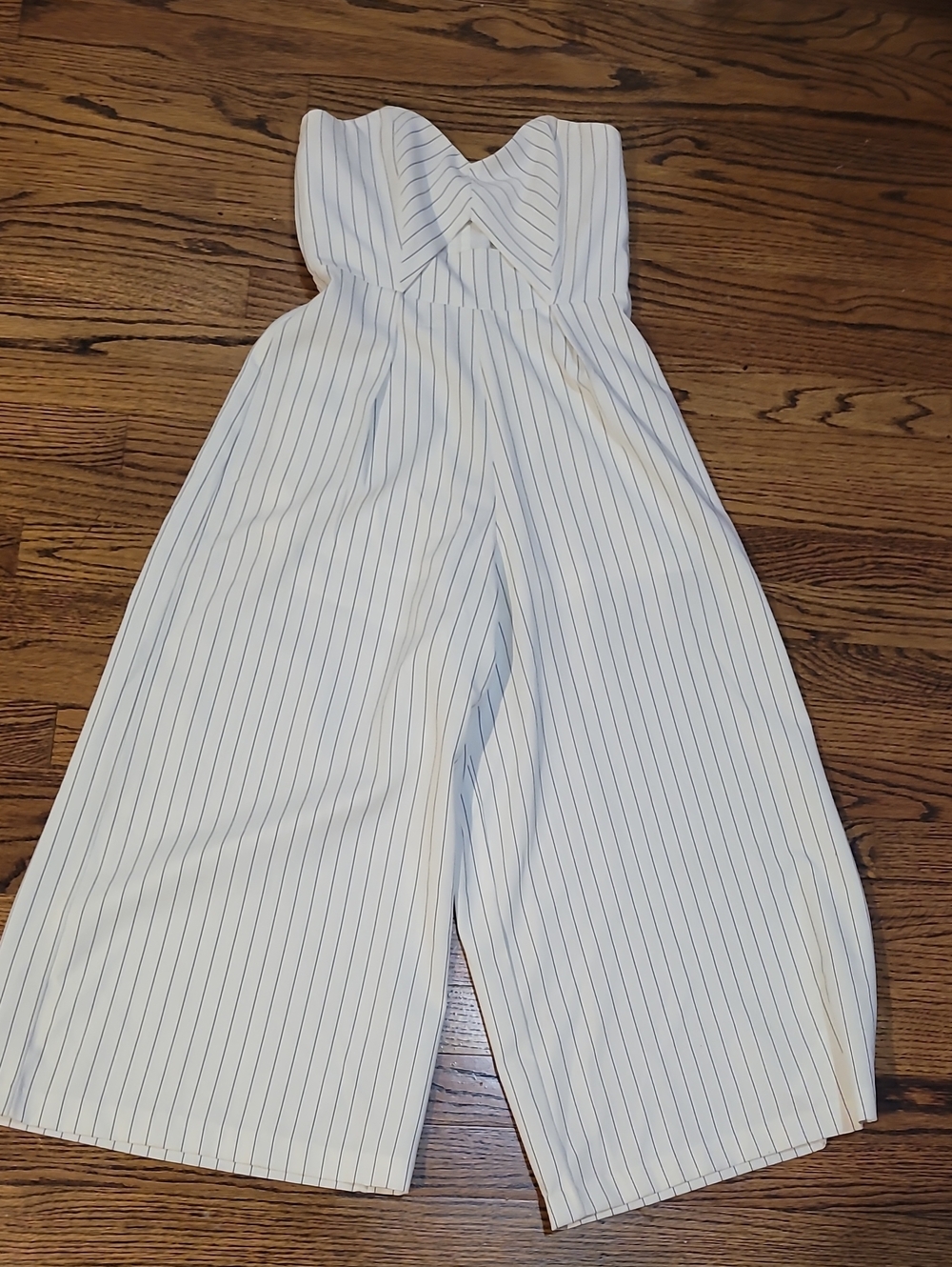 TCEC White Jumpsuit with Navy Pinstripes